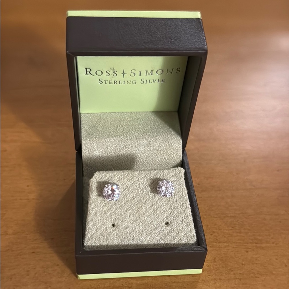 Ross-Simons Silver And White Stud Earrings
